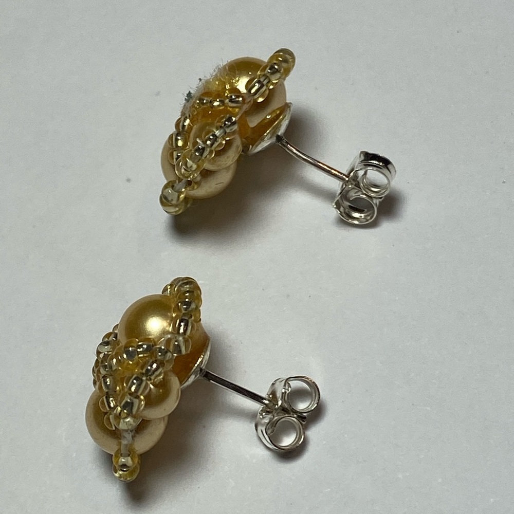SJC .925 Swarovski Crystal Pearl Post Earrings - Picture 2 of 5